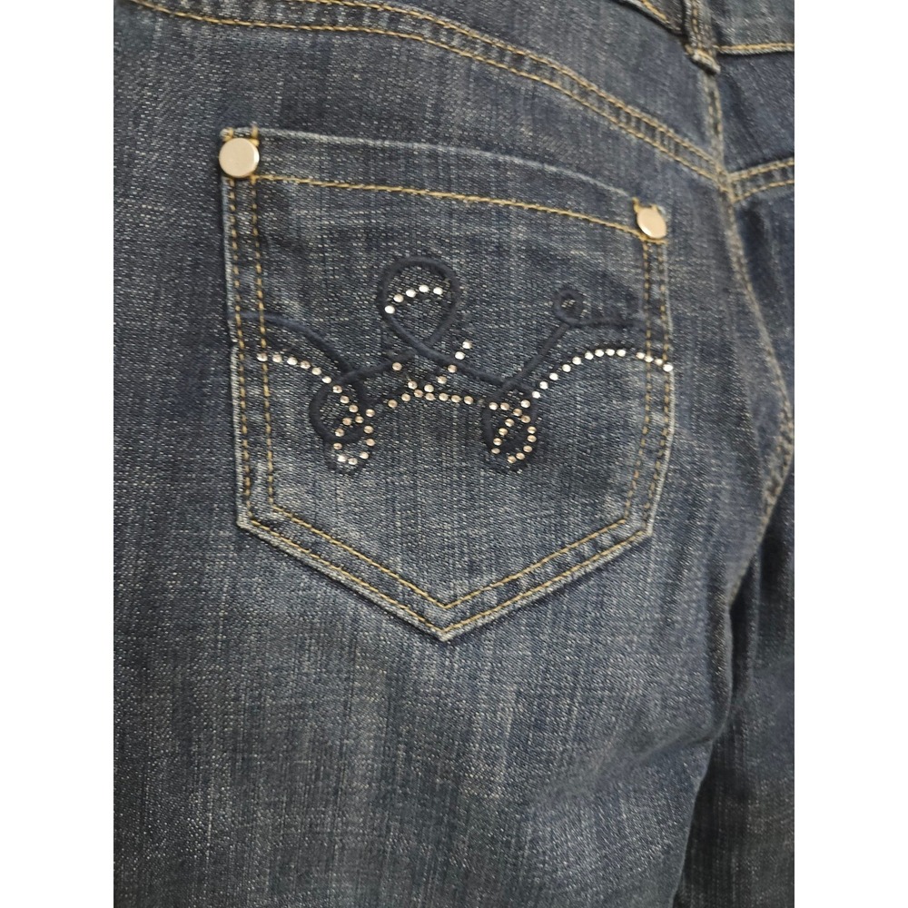 Wallis Womens 12 Dark Wash Rhinestone Embellished Straight Leg Jeans Blue - Picture 7 of 12